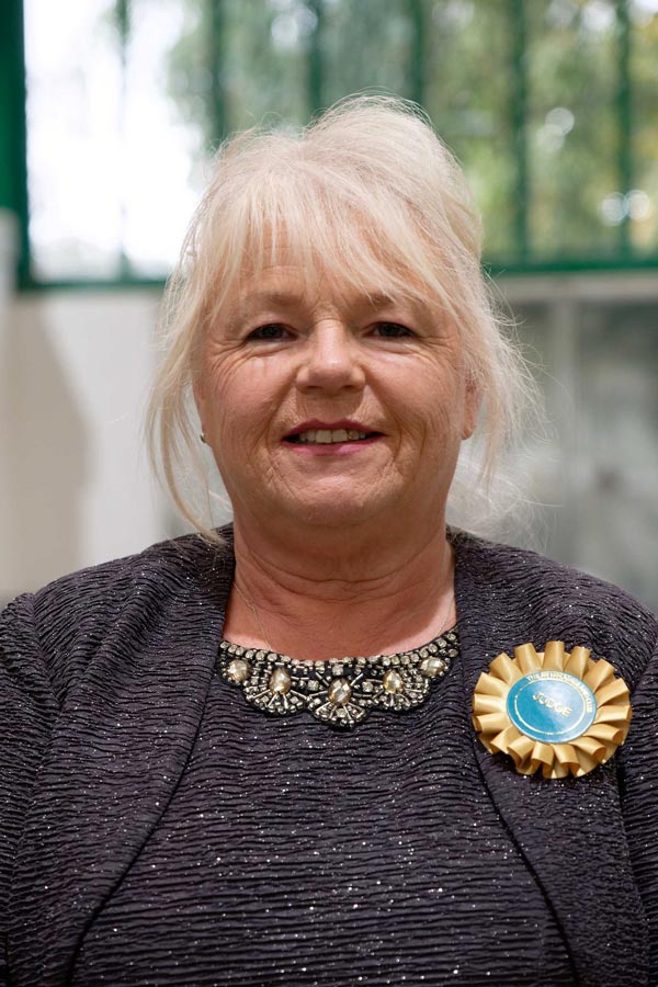 Photograph of the show judge, Mrs. Jan Groves (Bridgestone)