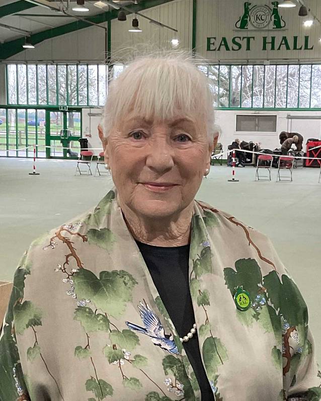 Photograph of the show judge, Mrs. Shelagh Needham (Cotoncloude/Oscarlusion)