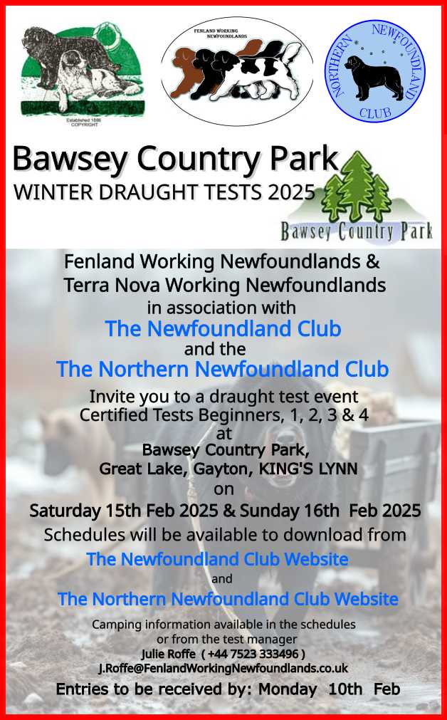 Flyer for the NC Draught Tests at Bawsey Country Park